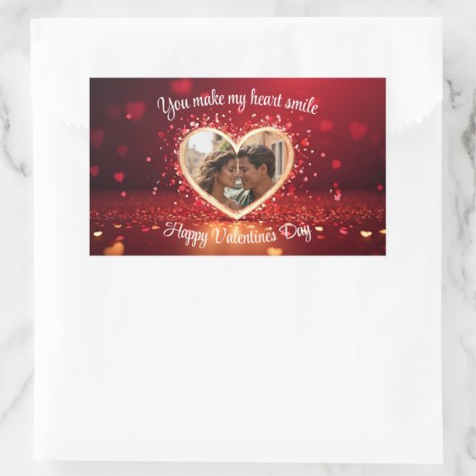 Personalized Heart Photo Frame Rechteckiger Aufkleber (Tasche)