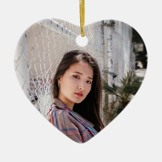 Personalized Heart Photo Ornament Birthday Message (Vorne)