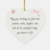 Personalized Heart Photo Ornament Birthday Message (Hinten)