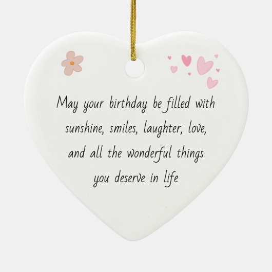 Personalized Heart Photo Ornament Birthday Message (Hinten)
