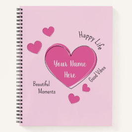 Personalized Hearts Spiral Notebook Sketchbook Notizblock