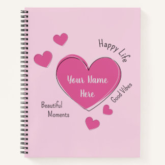 Personalized Hearts Spiral Notebook Sketchbook Notizblock