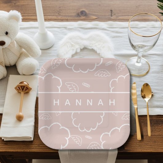 Personalized Heavenly Angel Halo Cloud  Pink   Pappteller