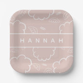 Personalized Heavenly Angel Halo Cloud  Pink   Pappteller (Vorderseite)