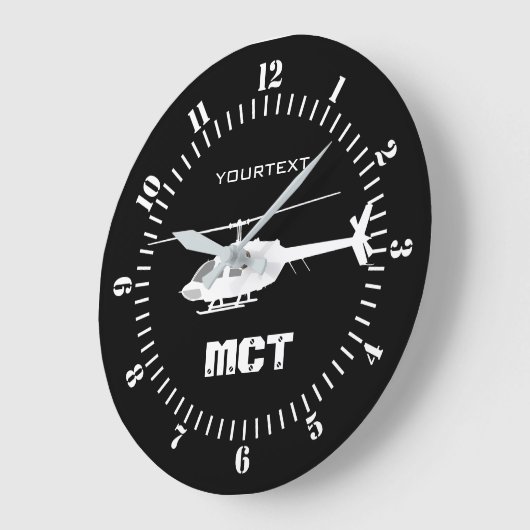 Personalized Helicopter Chopper Silhouette Große Wanduhr (Winkel)