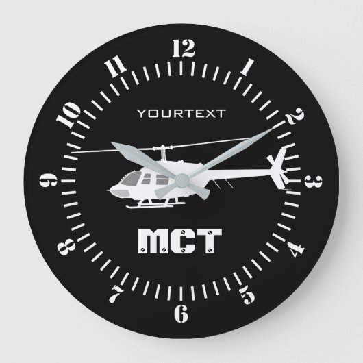 Personalized Helicopter Chopper Silhouette Große Wanduhr (Vorderseite)
