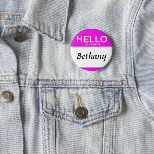 Personalized Hello My Name Is Custom Name Pink Button (Beispiel)
