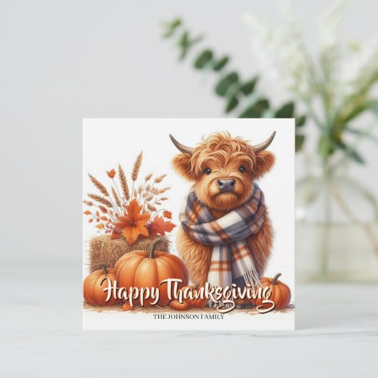Personalized highland cows thanksgiving card  karte (Stehend Vorderseite)