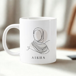 Personalized Hijab Line Art Mug Quran Verse 7:26 Jumbo-Tasse
