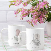 Personalized Hijab Line Art Mug Quran Verse 7:26 Jumbo-Tasse