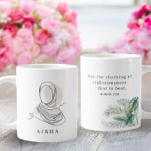 Personalized Hijab Line Art Mug Quran Verse 7:26 Jumbo-Tasse