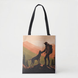 Personalized Hiker & Dog Mountain Sunset  Tasche