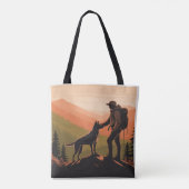 Personalized Hiker & Dog Mountain Sunset  Tasche (Rückseite)