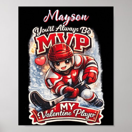 Personalized Hockey MVP My Valentine Player Poster (Vorne)
