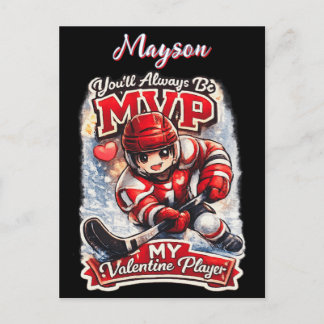 Personalized Hockey MVP My Valentine Player Postkarte