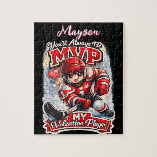 Personalized Hockey MVP My Valentine Player Puzzle