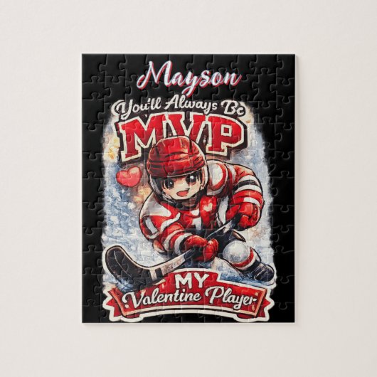 Personalized Hockey MVP My Valentine Player Puzzle (Vertikal)