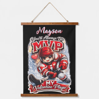 Personalized Hockey MVP My Valentine Player Wandteppich Mit Holzrahmen