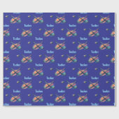 Personalized Hockey Name Wrapping Paper Roll Geschenkpapier (Flach)