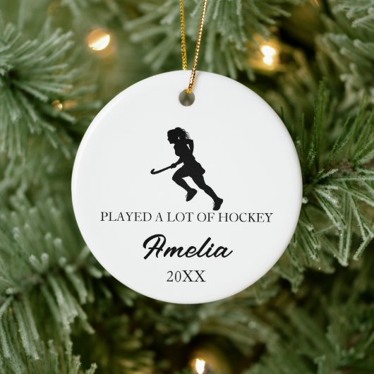 Personalized Hockey Ornament, Custom Sports Keramik Ornament (Baum)