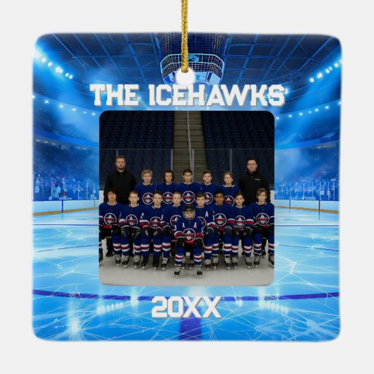 Personalized Hockey Photo Keramikornament (Rückseite)