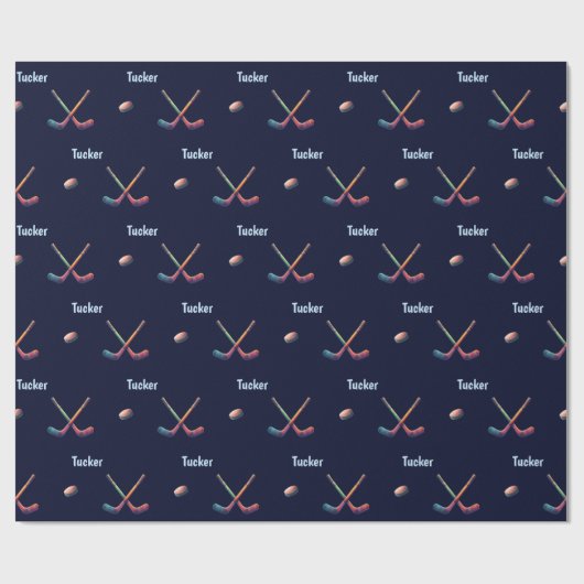 Personalized Hockey Wrapping Paper  Geschenkpapier (Flach)