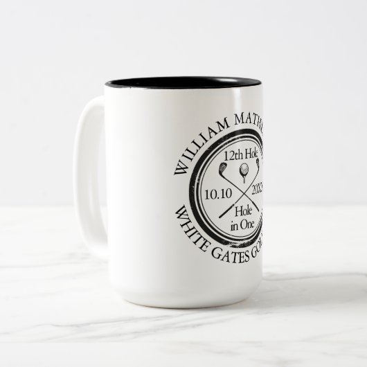 Personalized Hole in One Golf Zweifarbige Tasse (Vorderseite Links)