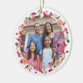 Personalized Holiday Candy Border Photo Keramik Ornament (Links)