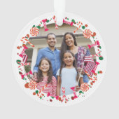 Personalized Holiday Candy Border Photo Ornament (Rückseite)