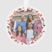 Personalized Holiday Candy Border Photo Ornament (Vorderseite)