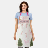 Personalized Holiday Gingerbread & Pink Bow Schürze (Getragen)