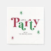 Personalized Holiday Let's Party Festive Serviette (Vorderseite)