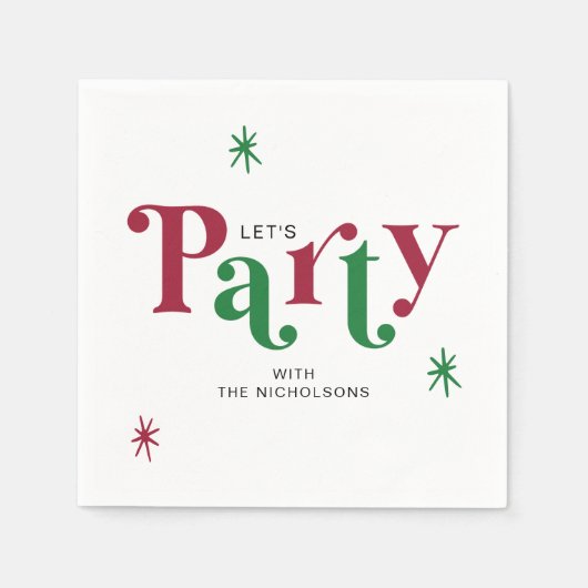Personalized Holiday Let's Party Festive Serviette (Vorderseite)
