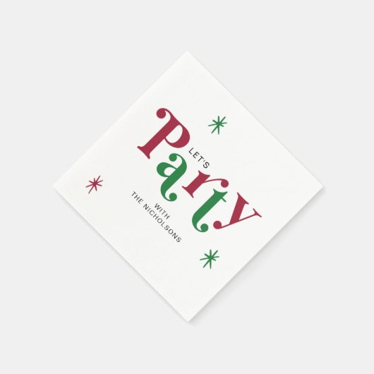 Personalized Holiday Let's Party Festive Serviette (Ecke)