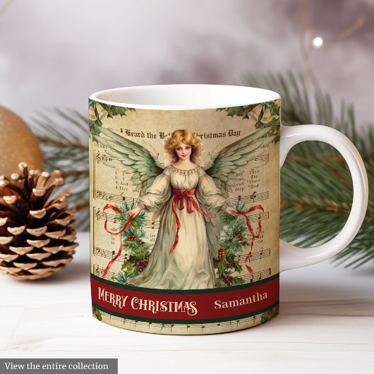 Personalized Holiday Mug Retro Angel Celebration Kaffeetasse