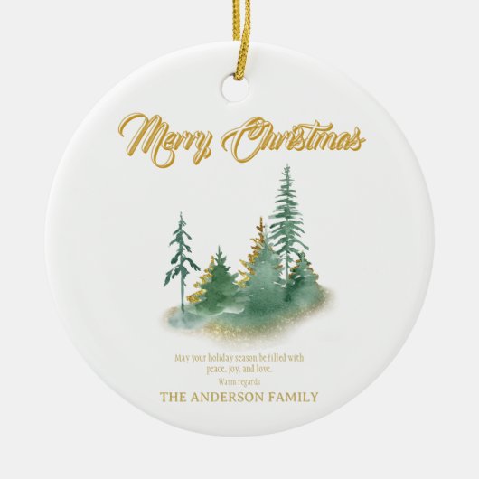 Personalized Holiday Ornament with Green and Gold (Vorne)