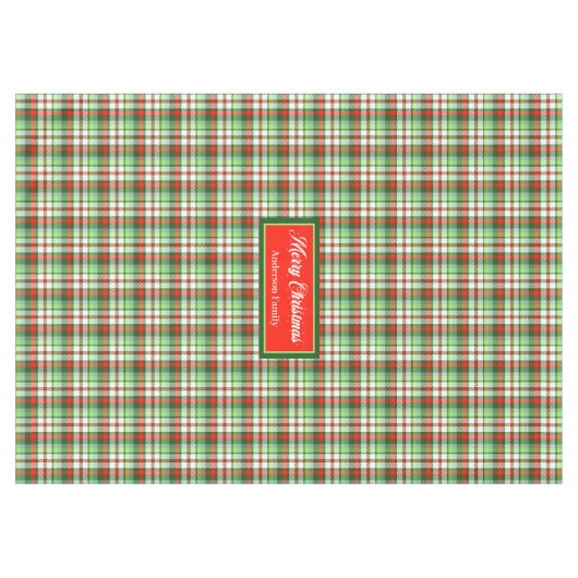 Personalized Holiday Tablecloth Elegant Red Green Tischdecke (Vorderseite (Horizontal))