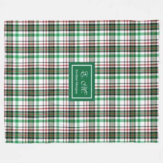 Personalized Holiday Throw Blanket Plaid Keepsake Fleecedecke (Vorderseite (Horizontal))