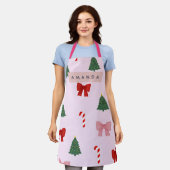 Personalized Holiday Tree & Candy Cane Pattern Schürze (Getragen)