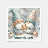 Personalized Holiday Winter Gnome Bless This Home Serviette (Vorderseite)