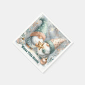 Personalized Holiday Winter Gnome Bless This Home Serviette (Ecke)