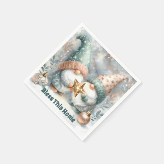 Personalized Holiday Winter Gnome Bless This Home  Serviette (Ecke)