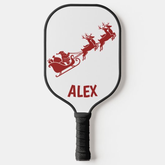 Personalized Holidays Santa Sleigh Ride Scene Pickleball Schläger (Vorderseite)