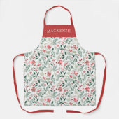 Personalized Holly Berries Greenery Pattern Schürze (Vorderseite)