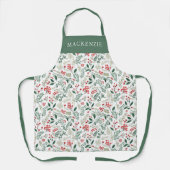 Personalized Holly Berries Greenery Pattern Schürze (Vorderseite)