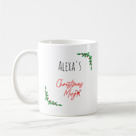 Personalized Holly Berry Candy Cane Name Christmas Kaffeetasse