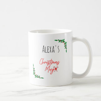 Personalized Holly Berry Candy Cane Name Christmas Kaffeetasse