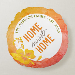 Personalized Home Sweet Home Family Name Rundes Kissen