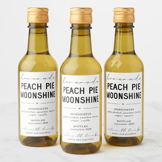 Personalized Homemade Peach Pie Moonshine Label Weinetikett (Flaschen)