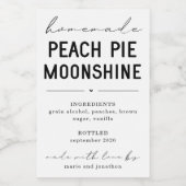 Personalized Homemade Peach Pie Moonshine Label Weinetikett (Einzelnes Label)